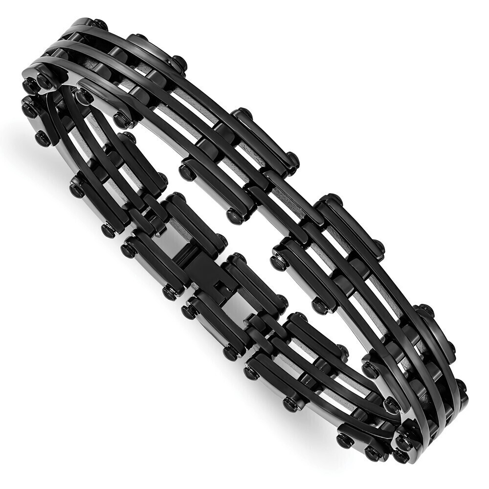 Kazi Luxury Stainless Steel Polished Black IP-plated Bracelet